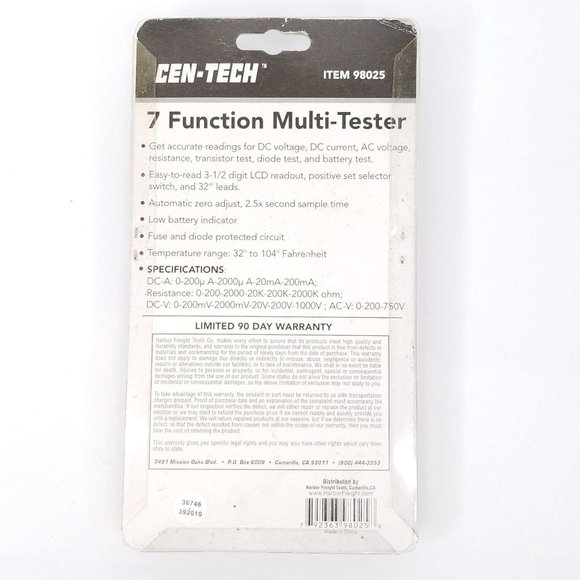 Cen Tech 7 Function Multi Tester Meter LCD Readout - Picture 3 of 5